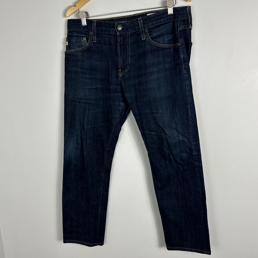 AG Adriano Goldchmied Tellis Selvedge Denim Modern Slim Dark Blue Jeans Mens 33